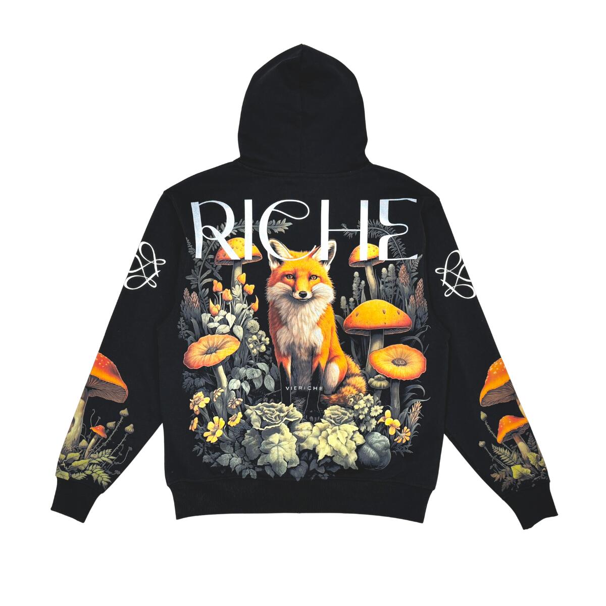 VIE RICHE Lonefox hoodieジップアップパーカー/S/M/L/XL/2XL/3XL/US大きさ/VR-1719/BK27【貨物輸送無料】