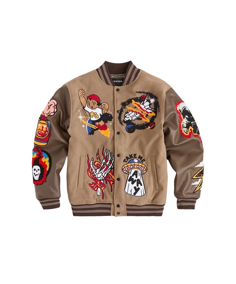 REASON CLOTHING Beyond Reality Varsity Jacket PU ジャケット/S/M/L/XL/USサイズ/RER5-095/BK52【送料無料】｜ＤＲ．ＪＡＫ