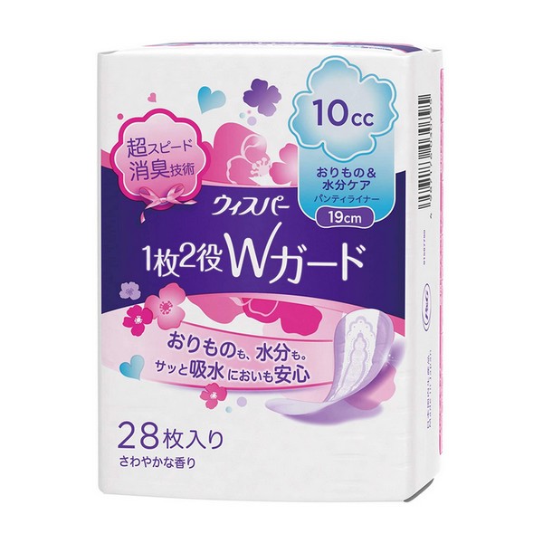 国際ブランド】 19cm 28枚 《PG》 おりもの水分ケア 10cc ウィスパー 1枚2役Wガード 軽度失禁用品