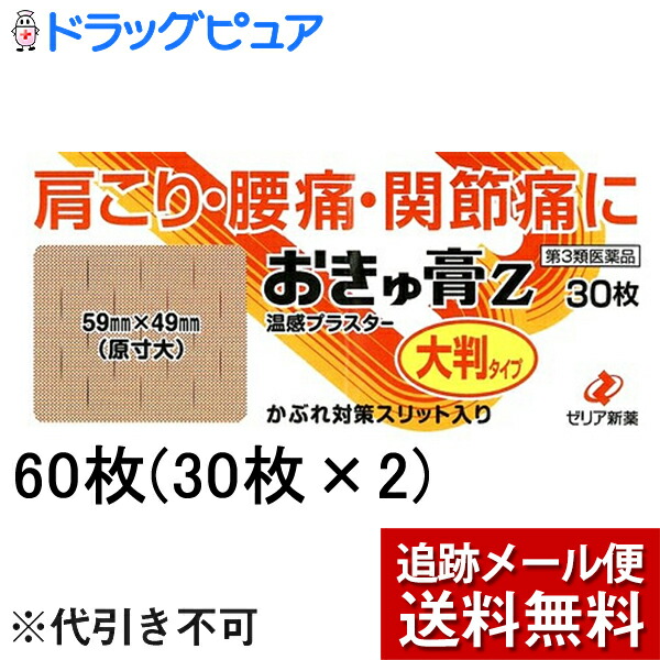 ゼリア新薬株式会社おきゅ膏Z 大判タイプ 60枚 30枚入×2 【送料込】