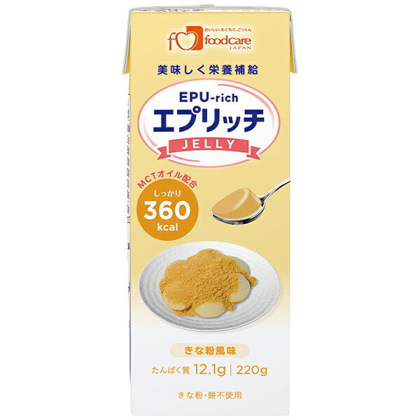 【本日ポイント5倍相当】【送料無料】【お任せおまけ付き♪】株式会社フードケア エプリッチゼリー きな粉風味 220g×48個セット<エネルギー、たんぱく質が補給できるゼリー>【JAPITALFOODS】【ドラッグピュア店】【△】【□】|ドラッグピュア店