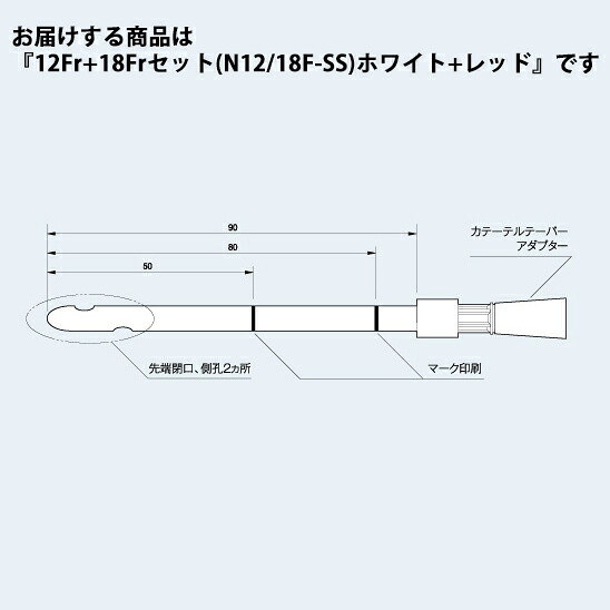 【貨物輸送無料】富士フイルム医学的株式会社 経鼻的内視鏡用前持てなし突っ支い棒 側孔手合い 12Fr（4.0粍）＋18Fr（6.0粍）の書き割り(白いこと＋赤いこと) 35本［品番：N12/18F-SS］【診療備品】＜気どらずに開口部向け単回当て嵌める内視鏡用カニューレ＞【医学向け】【△】