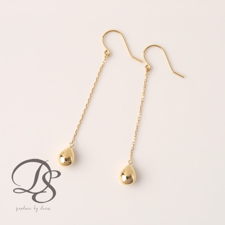 18金 ピアス 18k 18金ピアス レディース シンプル ティアドロップ 雫 ゴールド 金ピアス k18 金属アレルギー対応 シンプルピアス フック フックピアス 揺れる チェーンピアス 華奢 18kピアス 18 金 k18ピアス おしゃれ 普段 使い