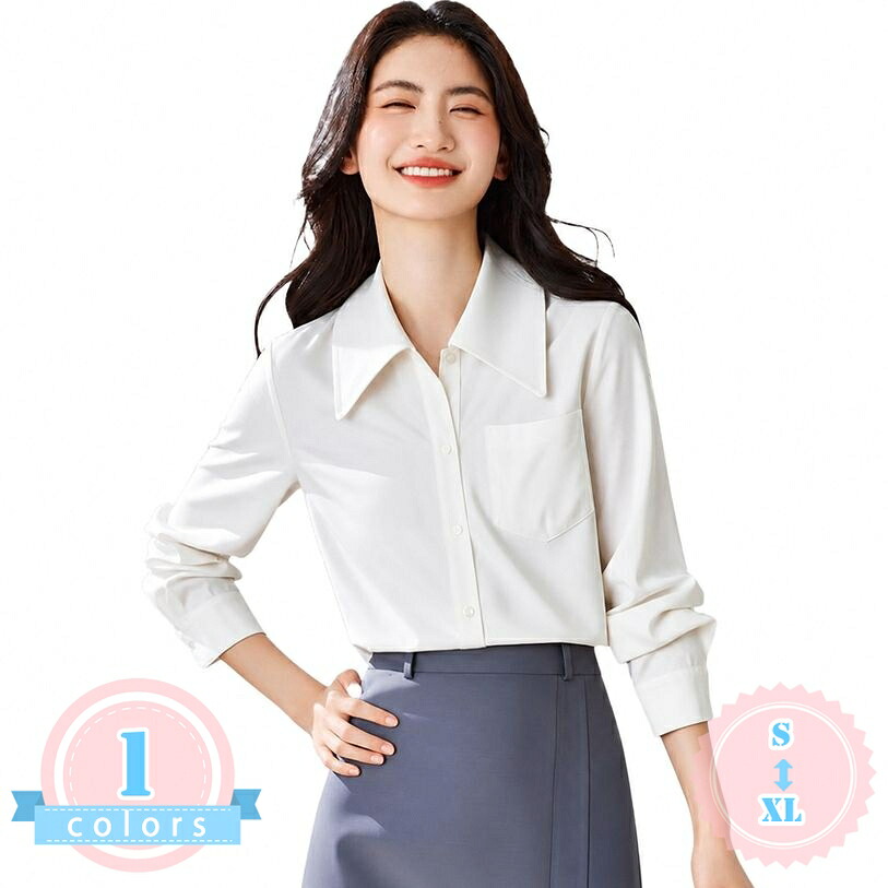 シャツ レディース 長袖 襟付き おしゃれ きれいめ 通勤服 オフィスコーデ 体型カバー ゆったりサイズ フェミニン 上品 ds-store|DSショップ