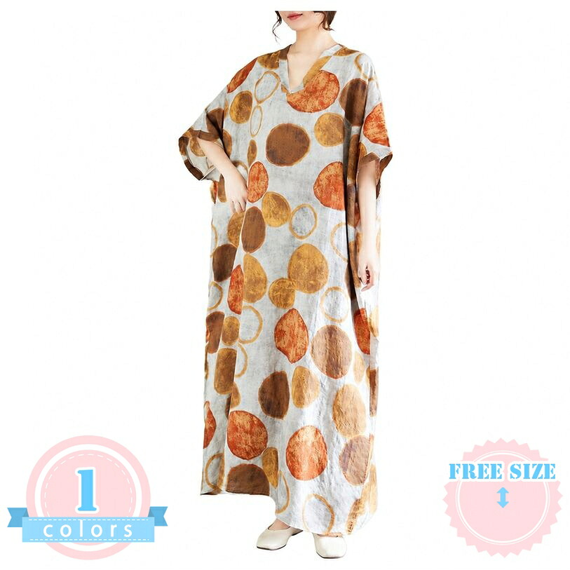 ロングワンピース レディース 体型カバー 半袖 マキシワンピース Vネック ゆったり マキシ丈ワンピ レトロ カジュアル 大人の綿混ワンピ お出かけ リゾート 大きいサイズ ds-store|DSショップ