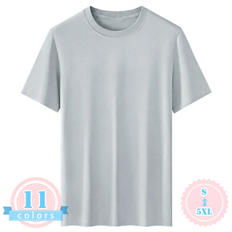 カットソー 半袖 メンズ Tシャツ 丸首 クルーネック 無地 シンプル インナー トップス 着痩せ ゆったりサイズ 体型カバー 服 爽やか 普段着 お出かけ スポーツ 綿混 春 夏 ds-store｜DSショップ