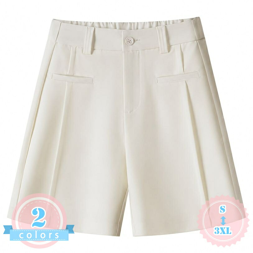 ハーフパンツ レディース 着痩せ ショートパンツ タック入り ハイウエスト センターライン ワイドシルエット ボトムス 大きいサイズ ゆったり カジュアル オフィス 通勤 お出かけ 春夏 ds-store｜DSショップ