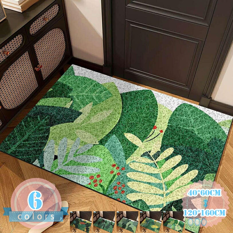 玄関マット 屋外 室内 植物柄 薄型 かわいい おしゃれ PVC マット ドアマット 小さめ 滑りにくい 柔らかい シンプル 玄関 ドア ウェルカム welcome インテリア フロアマット エントランス ホテル お店 ベランダ ループマット ds-store