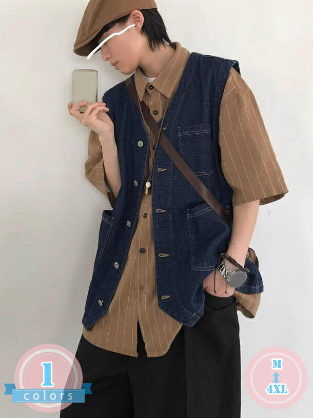 デニムベスト メンズ Ｇジャン ノースリーブ おしゃれ 春夏 ベスト レディース デニムジレ 春服 秋服 ジャケット カジュアル 普段着 かっこいい ストリート系 ds-store