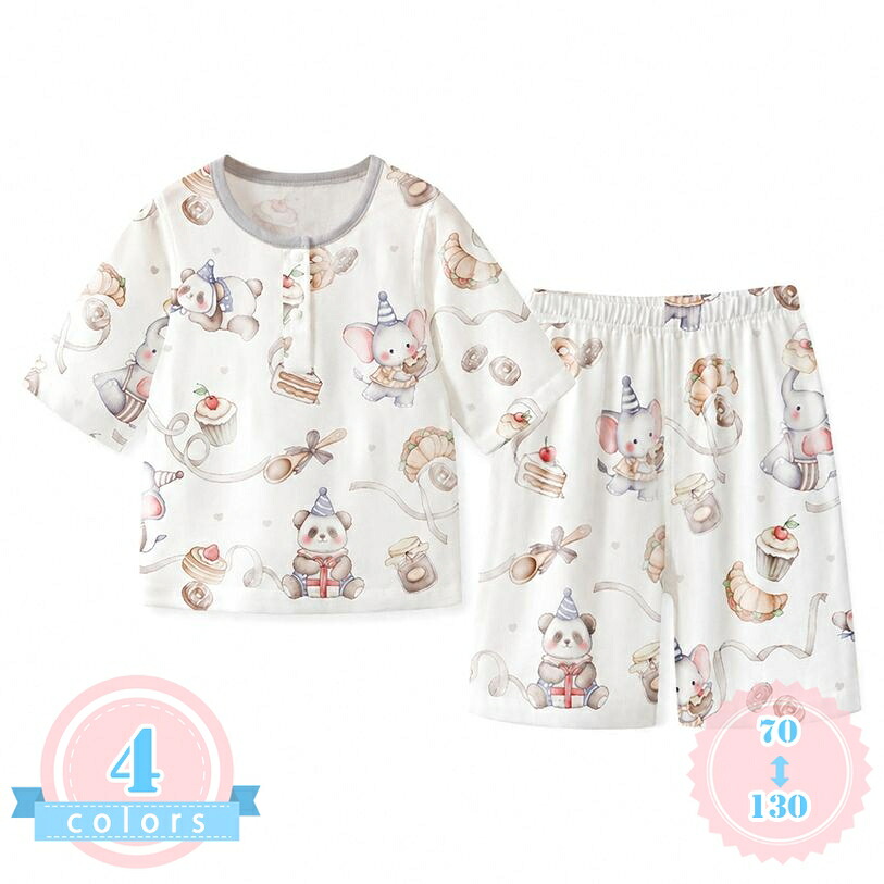 キッズ パジャマ 夏 半袖 ルームウェア ゆったりサイズ 子供服 上下セット 薄手 ガーゼ 寝巻き 男の子 女の子 部屋着 涼しい 通気性 かわいい 猫柄 ナイトウェア ds-store|DSショップ