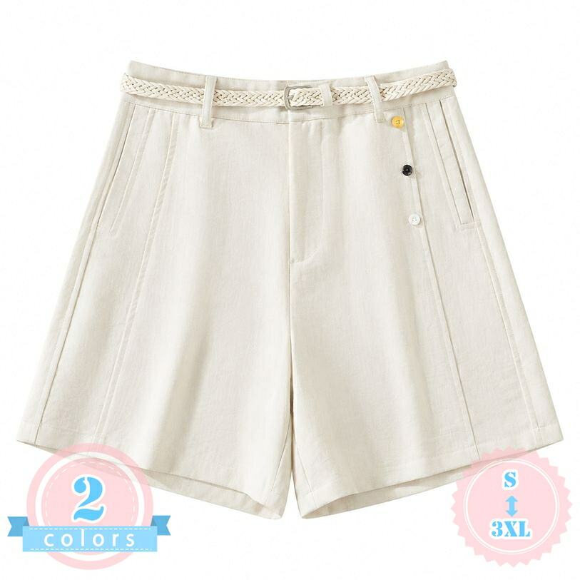 ショートパンツ レディース 着痩せ ハーフパンツ バミューダ スーツ生地 五分丈 膝丈 ゆったり センタープレス カジュアル キュロット ハイウエスト 美脚効果 大きいサイズ ds-store|DSショップ