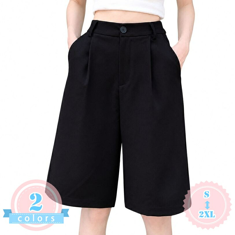 ショートパンツ レディース 着痩せ見え ワイドパンツ ハーフ キュロット ボトムス ゆったり 大人 カジュアル レトロ 上品 膝丈 春夏 旅行 デート 通勤 通学 大きいサイズ 体型カバー ds-store|DSショップ