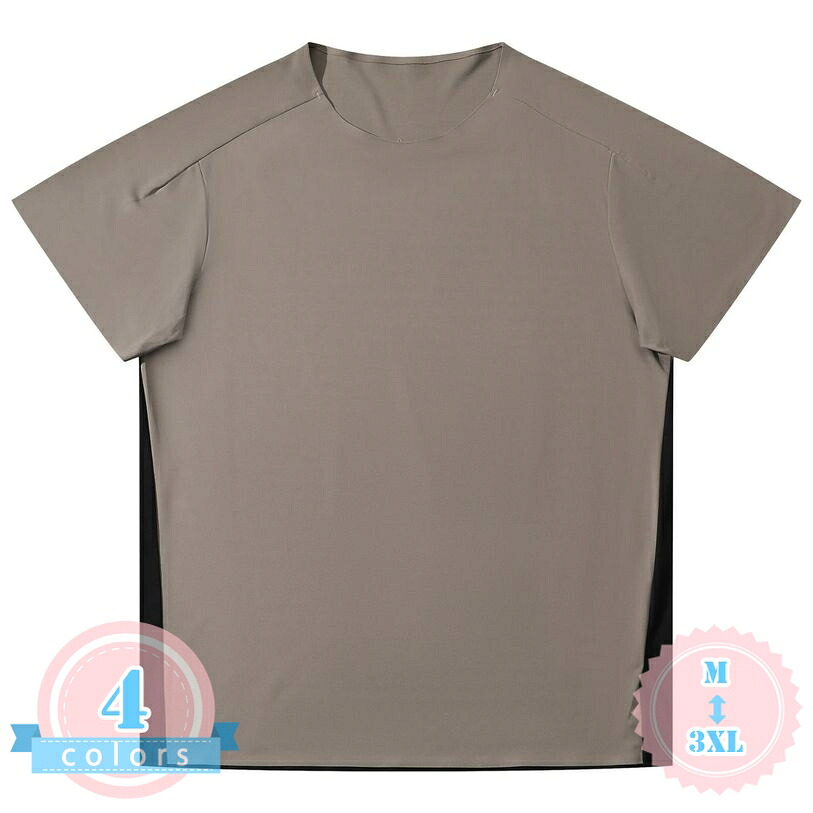 tシャツ メンズ 半袖 スポーツ 大きいサイズ クルーネック ティーシャツ 切り替え インナー シャツ ランニング ウェア フィットネス ワークアウト 作業着 カジュアル ゆったりサイズ ds-store|DSショップ