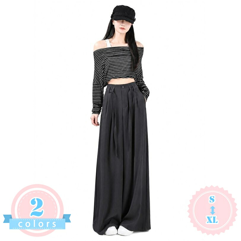 レディース ワイドパンツ ハイウエスト 美脚 脚長効果 ロングパンツ オフィス 通勤 ズボン 体型カバー 着痩せ おしゃれ 春夏 ds-store|DSショップ