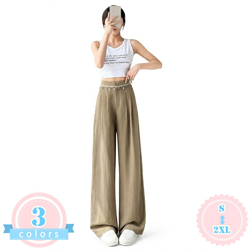 リネンパンツ レディース ワイド ハイウエスト 接触冷感 涼感 ロング丈 ズボン 夏用 ストレート 落ち感 スタイルアップ 大きいサイズ ゆったり 美脚 脚長 ds-store｜DSショップ