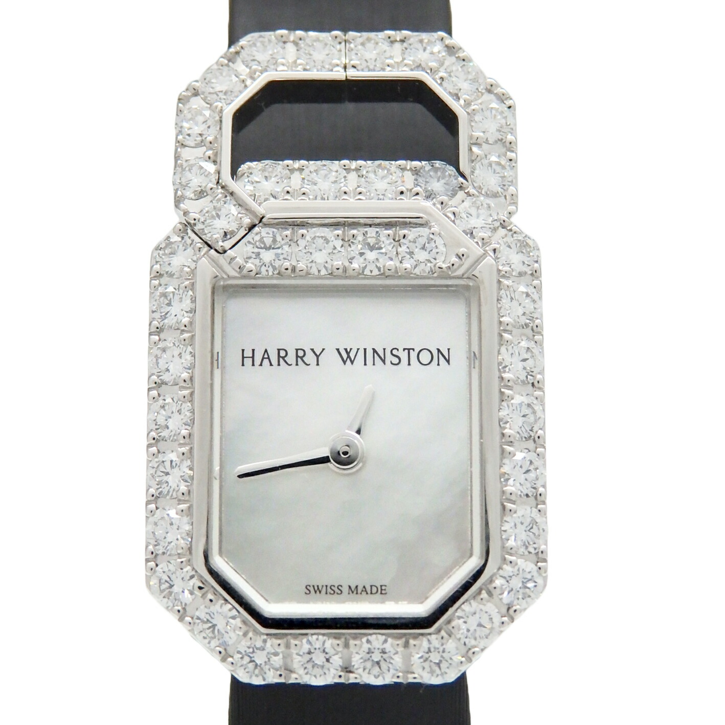国内正規　K18WG　HARRY WINSTON　ハリーウィンストン　リンク・シグネチャー・バイ ハリーウィンストン タイムピース　ダイヤ　HJTQHM18WW036　レディース　クォーツ　シェル文字盤 【中古】【DS KATOU】