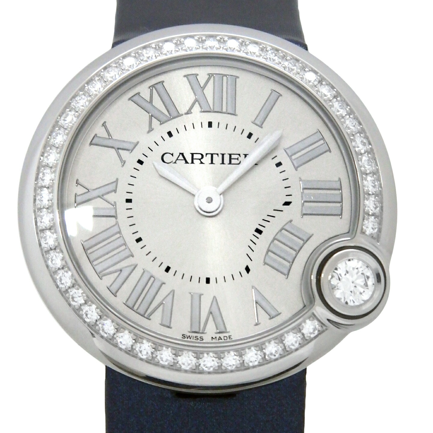 Cartier カルティエ バロン ブラン ドゥ カルティエ 金剛石 W4BL0003 レディース 石英 しろがね色文字記号盤  【中古】【DS KATOU】