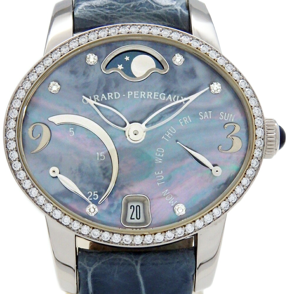 GIRARD-PERREGAUX ジラールペルゴ キャッツアイ バイレトログラード Ref.80485 ダイヤベゼル K18WG レディース オートマ シェル文字盤 【中古】【DS KATOU】|DS KATOU
