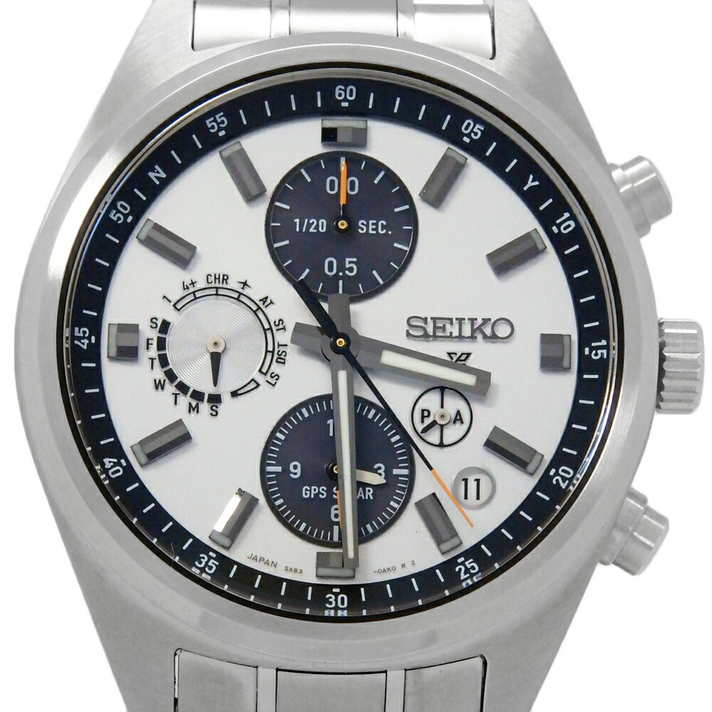 新品負けず劣らず品 2025年3月買いもとめる品 SEIKO セイコー プロスペックス ソーラーGPS す早さタイマー SBED009 5X83 メンズ 石英 しろがね色文字記号盤 【中古】【DS KATOU】