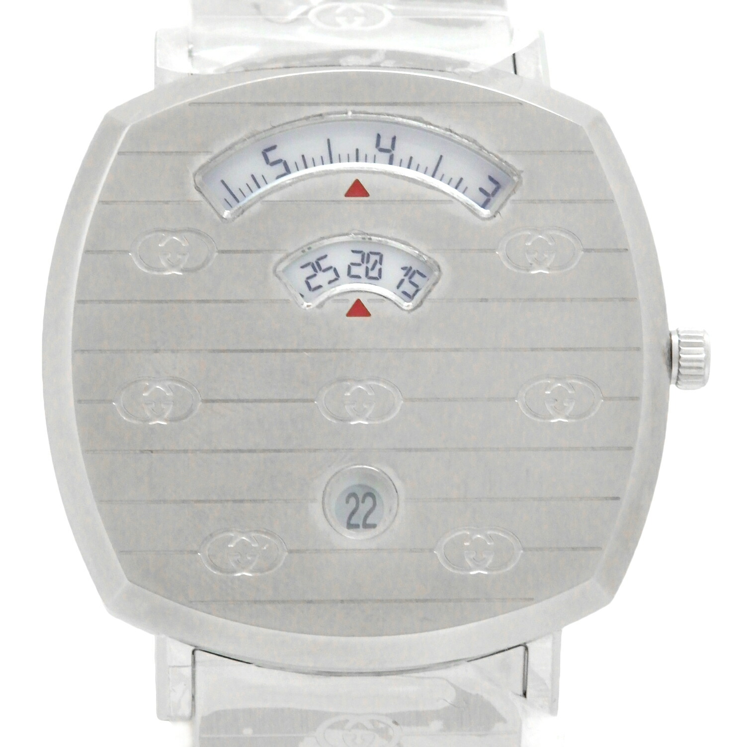 未当てはめる品 グッチ GUCCI GRIP 手持ち部分 YA157410 157.3 石英 ユニ一発やる 白文字記号盤  【中古】【DS KATOU】
