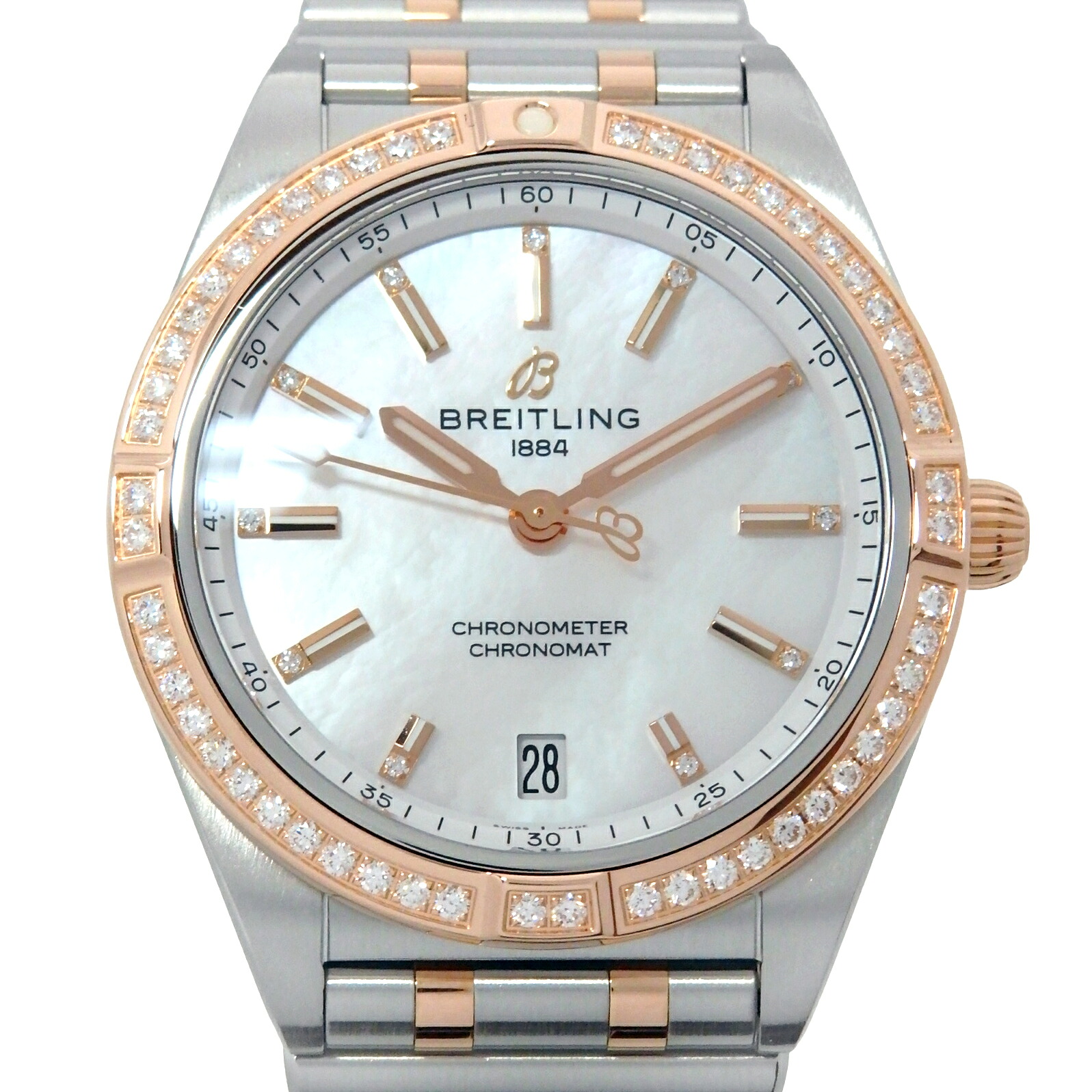 BREITLING　ブライトリング　クロノマット36　U10380591A2U1　K18RG/SS　MOP　ダイヤベゼル　レディース　オートマ　シェル文字盤　 【中古】【DS KATOU】
