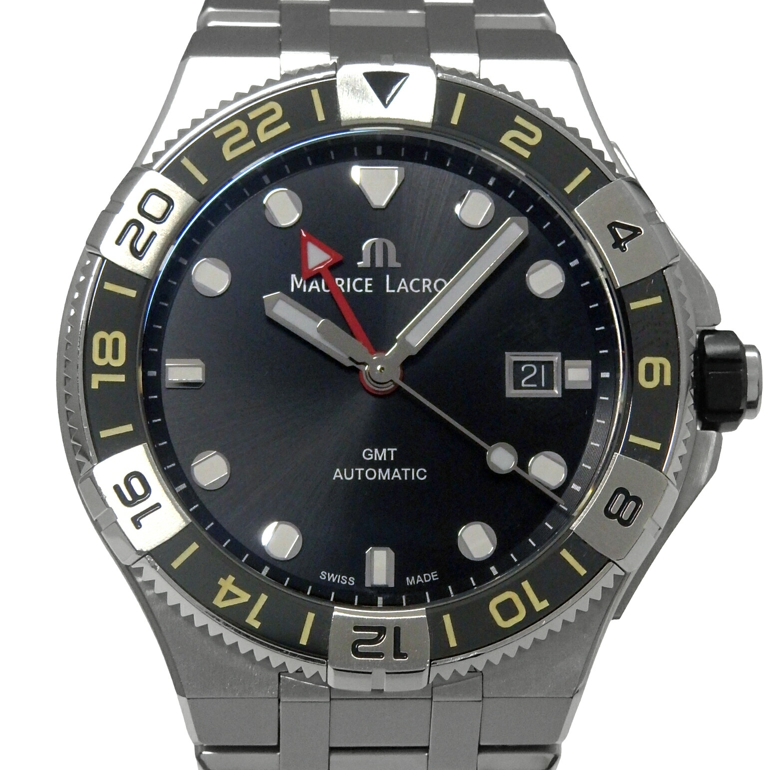 モーリスラクロア アイコンベンチュラー GMT 人工知能学6158-SS00F-330-A メンズ オートマ 黒文字盤【中古】【DS KATOU】