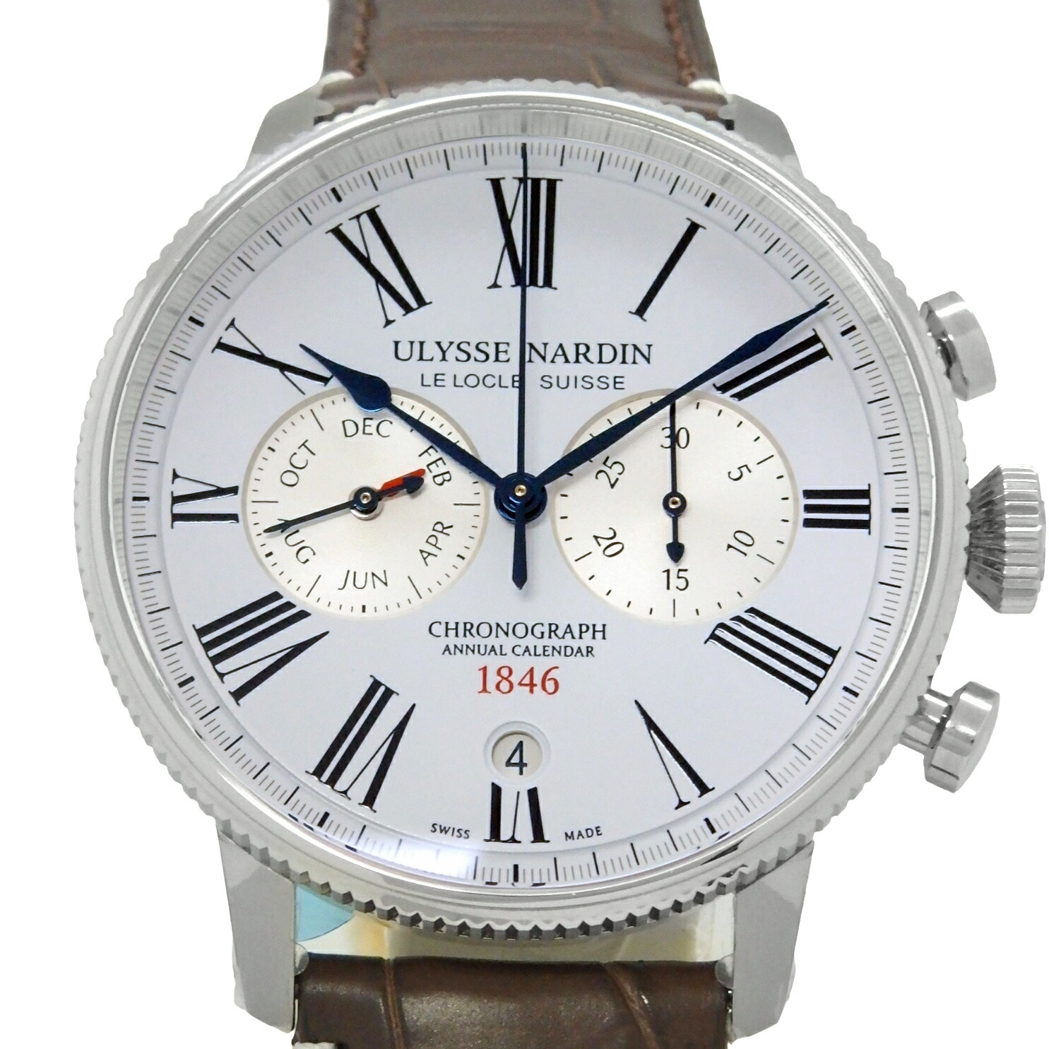 ULYSSE NARDIN ユリスナルダン マリーン トルピユール アニュアルカレンダークロノグラフ 1533-320LE-0A-175 300本限定 UN-153 メンズ オートマ 白文字盤 【中古】【DS KATOU】|DS KATOU