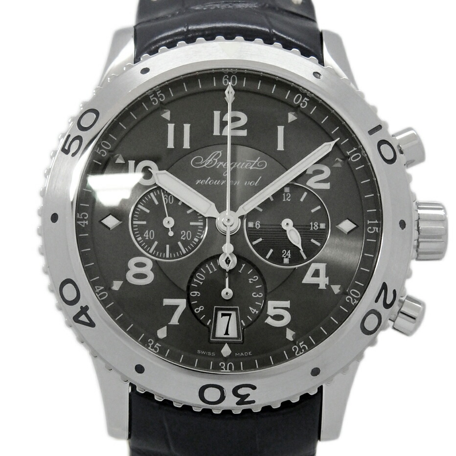 BREGUET ブレゲ トランスアトランティック 印字機XXI クロノグラフ 3810ST/92/9ZU 飛球うしろ側 メンズ オートマ 薄墨色文字記号盤  【中古】【DS KATOU】 メンズ腕時計-腕時計
