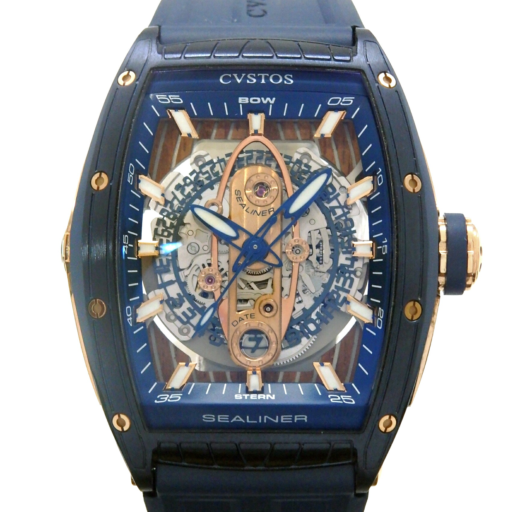CVSTOS　クストス　CHALLENGE　チャレンジ　シーライナーII　CVT-SEA2-CP5N-BLST　K18RG　オートマ　メンズ　スケルトン文字盤【中古】【DS KATOU】｜DS KATOU 359,100円