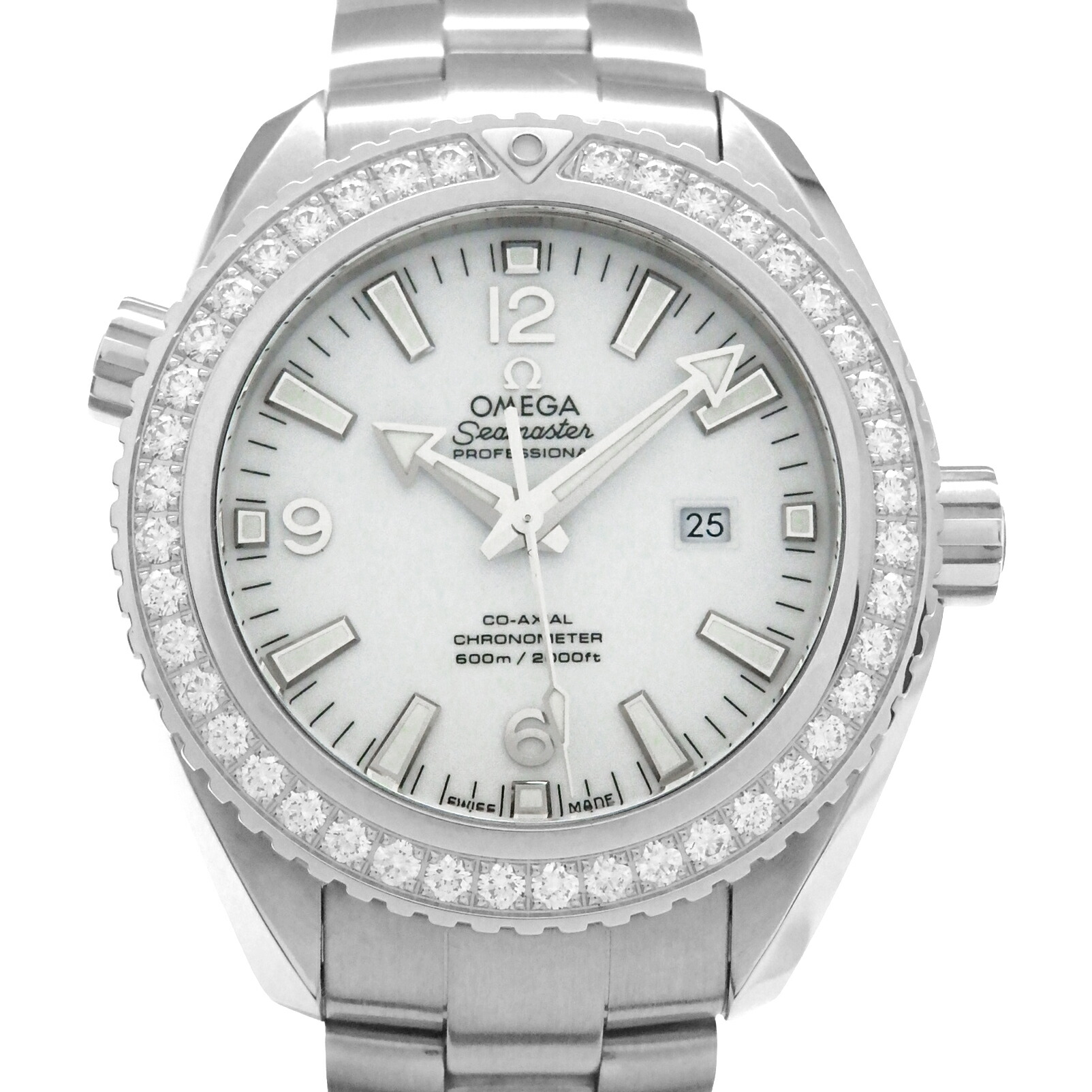 OMEGA ゼロ シーマスター プラネットオーシャン 232.15.38.20.04.001 ダイヤベゼル クロノメーター コーアクシャル レディース オートマ 白文字記号盤  【中古】【DS KATOU】
