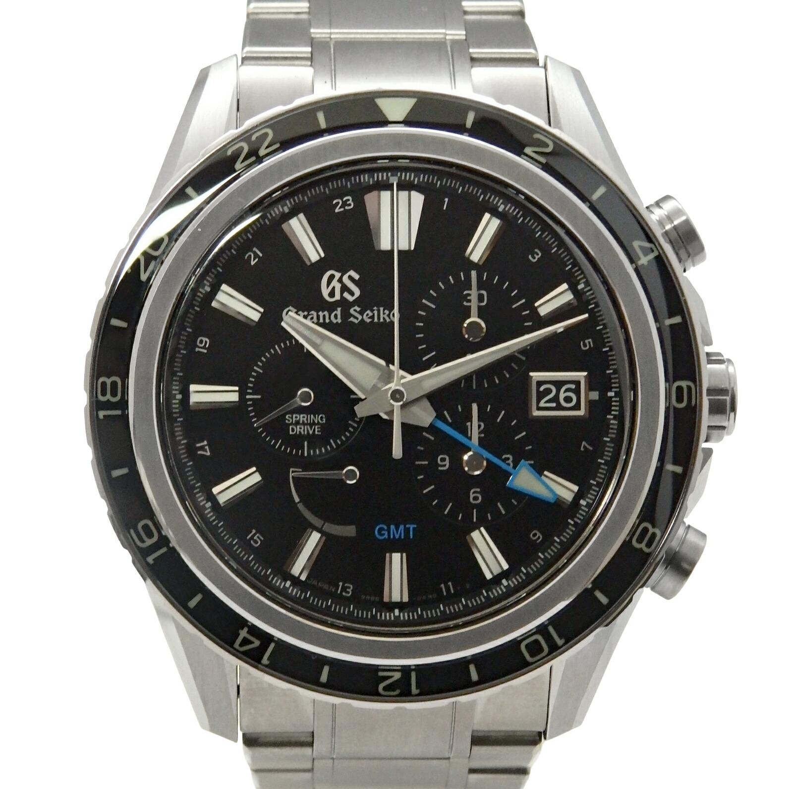 SEIKO セイコー GS 地びたセイコー 春月運転 クロノグラフ SBGC251 9R86 GMT 系統発生9寄せあわせ メンズ オートマ 黒文字盤 【中古】【DS KATOU】