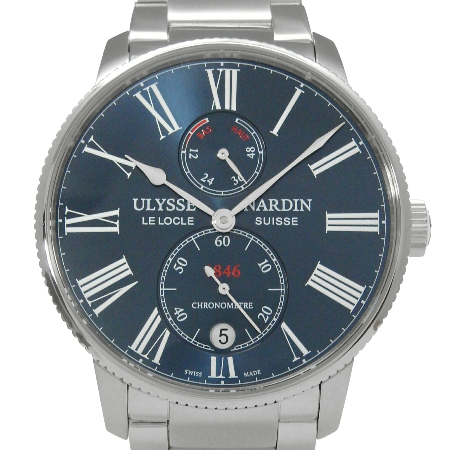 ULYSSE NARDIN ユリスナルダン 米国海兵隊員 トルピユール UN-118 1183-310/43 クロノメーター メンズ オートマ 青文字記号盤 【中古】【DS KATOU】