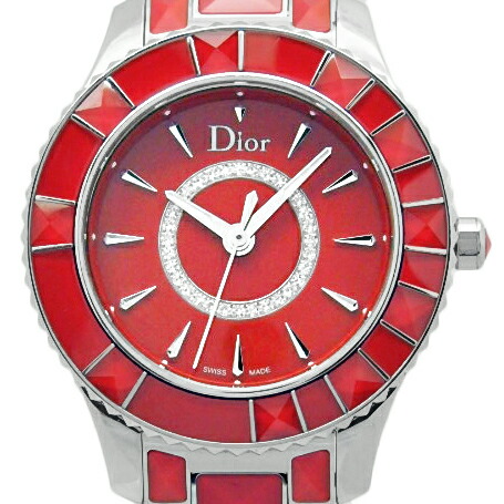 送料無料 即納 中古 Katou クリスチャン ディオール Dior クリスタル レッド サークルダイヤ Cd レディース クォーツ 赤文字盤 Ds 1 Qbdworks Com