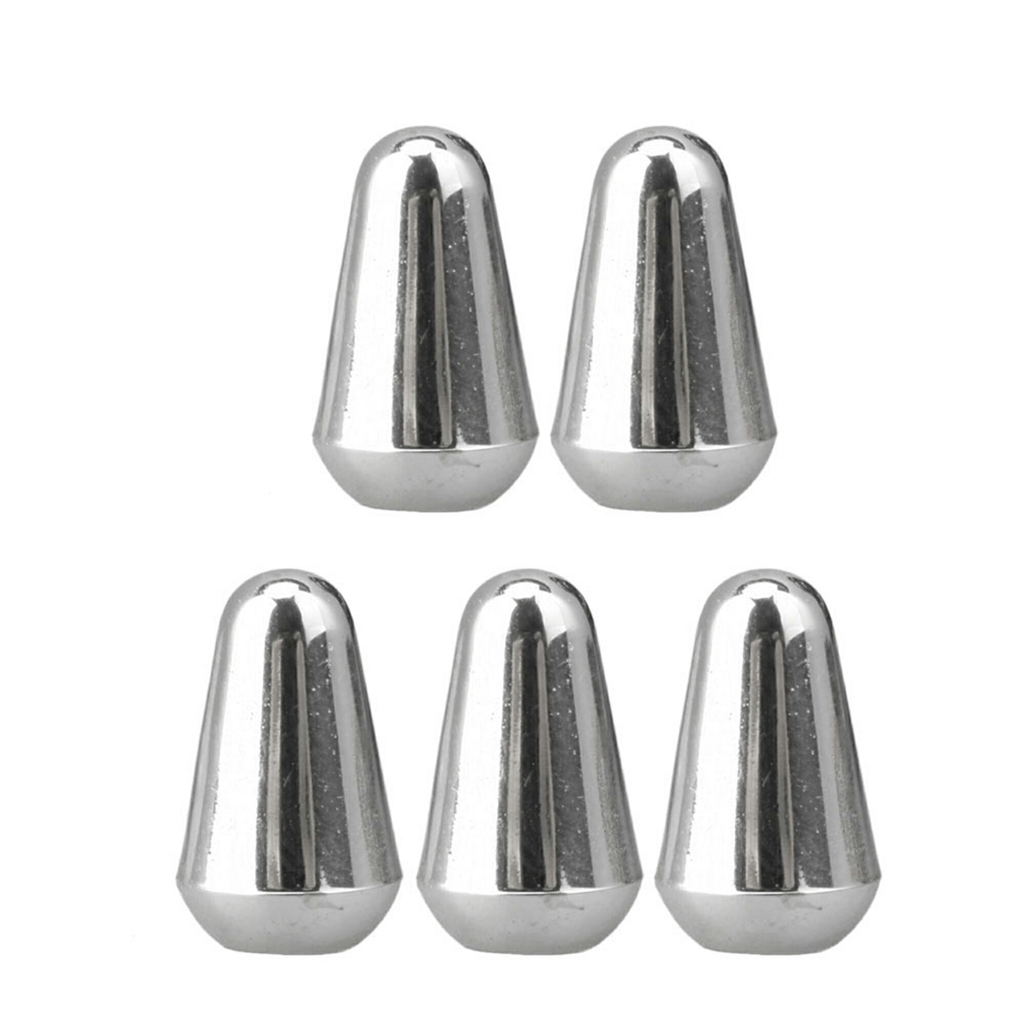 5個セット レバースイッチノブ チップキャップ エレキギター用 交換 15x8.5x3.5mm プラスチック製 クロム｜Yibuy