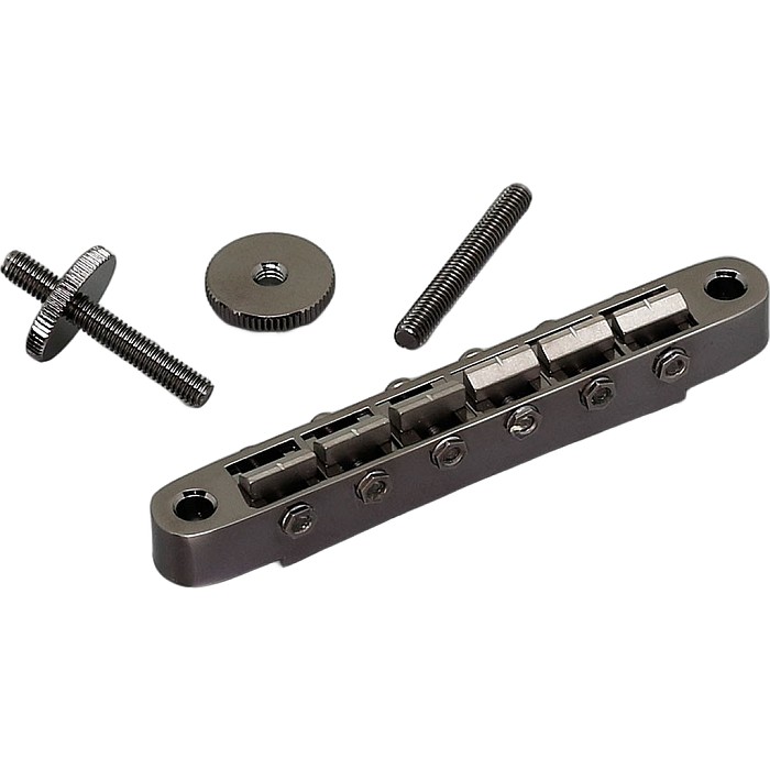 Gotoh Ti104B-CK Tune-o-matic Bridge ゴトー ブリッジ セリアゲ式ナッシュビルタイプ チタニウムサドル ナロー コスモブラック｜ギターパーツの店・ダブルトラブル