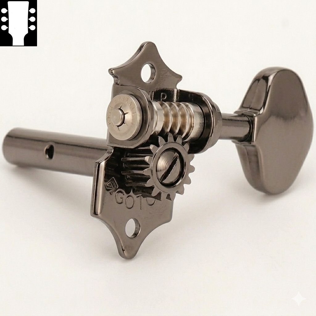 Gotoh SEP770 Cosmo Black L3R3 ゴトー ギターペグ スロテッドヘッド用 コスモブラック 3対3（ペグボタンオプション対応）｜ギターパーツの店・ダブルトラブル