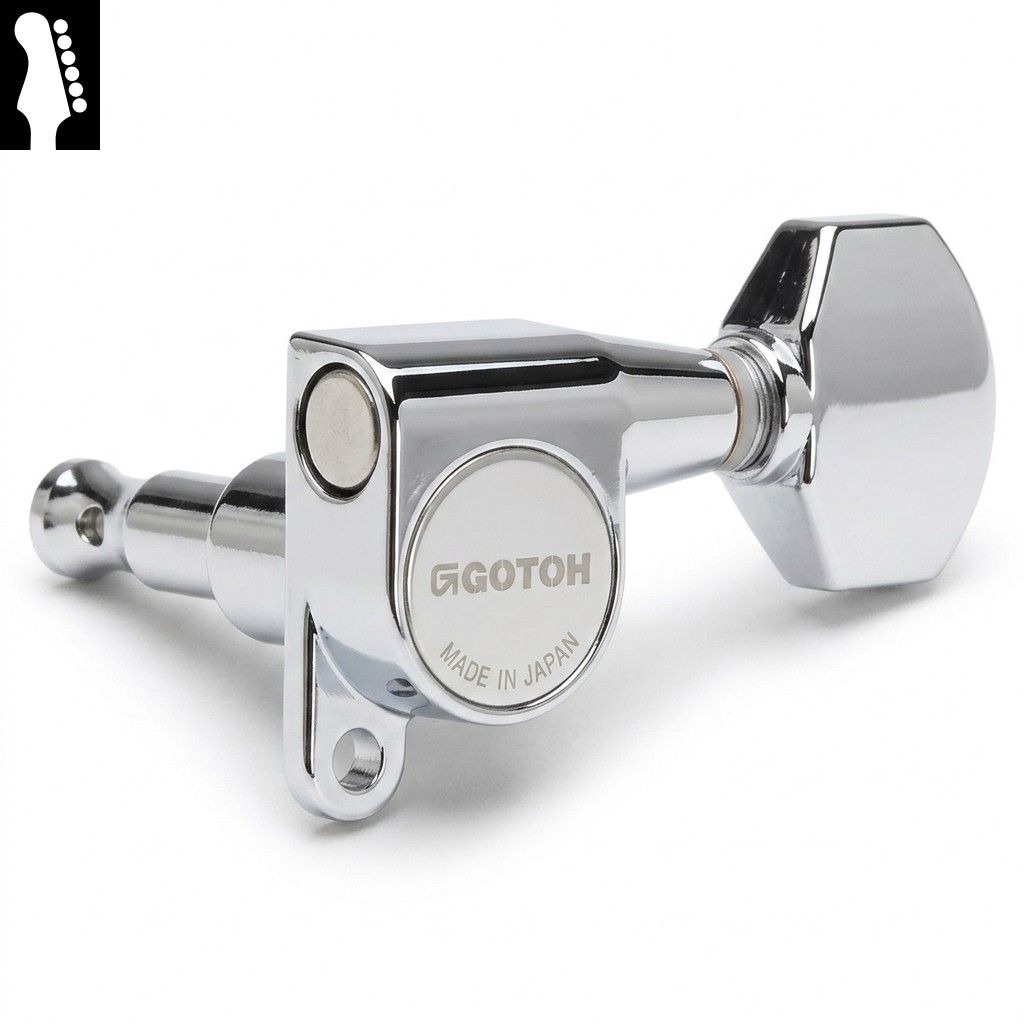 左利き/レフティ用 Gotoh SG360 H.A.P-M Chrome R6 ゴトー ギターペグ ハイトアジャスタブルポスト+マグナムロック クローム 6連（ペグボタンオプション対応）｜ギターパーツの店・ダブルトラブル