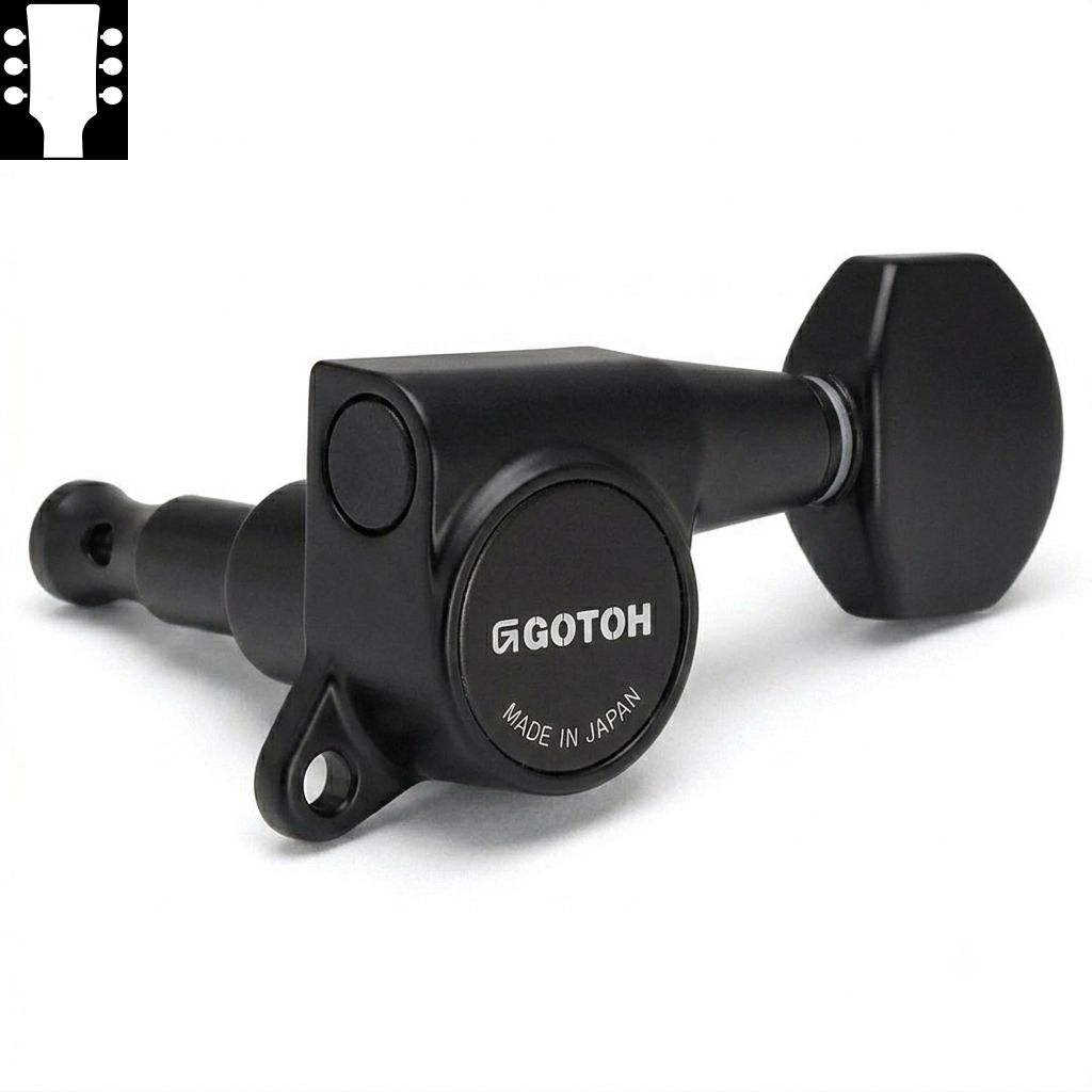 Gotoh SG381 H.A.P Black L3R3 ゴトー ギターペグ ハイトアジャスタブルポスト ブラック 3対3（ペグボタンオプション対応）｜ギターパーツの店・ダブルトラブル