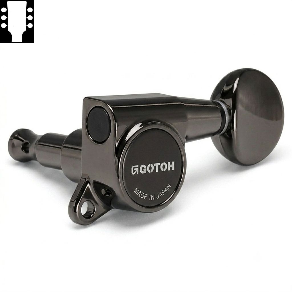 Gotoh SG381 MG Cosmo Black L3R3 ゴトー ギターペグ マグナムロック コスモブラック 3対3（ペグボタンオプション対応）｜ギターパーツの店・ダブルトラブル