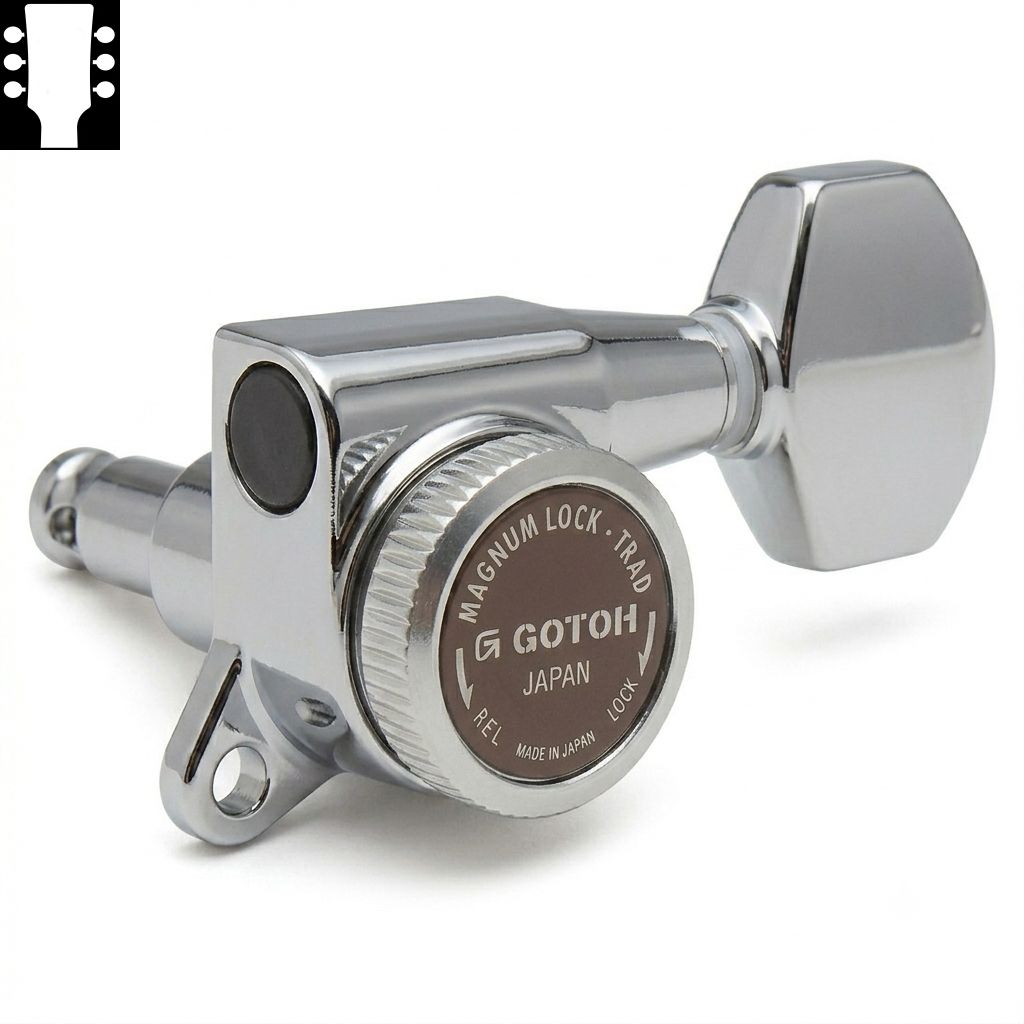 Gotoh SG381 MG-T Chrome L3R3 ゴトー ギターペグ マグナムロックトラッド クローム 3対3（ペグボタンオプション対応）｜ギターパーツの店・ダブルトラブル