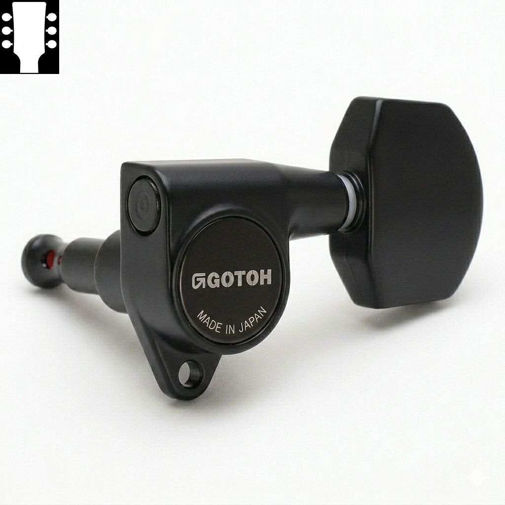 Gotoh SG301 H.A.P Black L3R3 ゴトー ギターペグ ハイトアジャスタブルポスト ブラック 3対3(ペグボタンオプション対応)|ギターパーツの店・ダブルトラブル