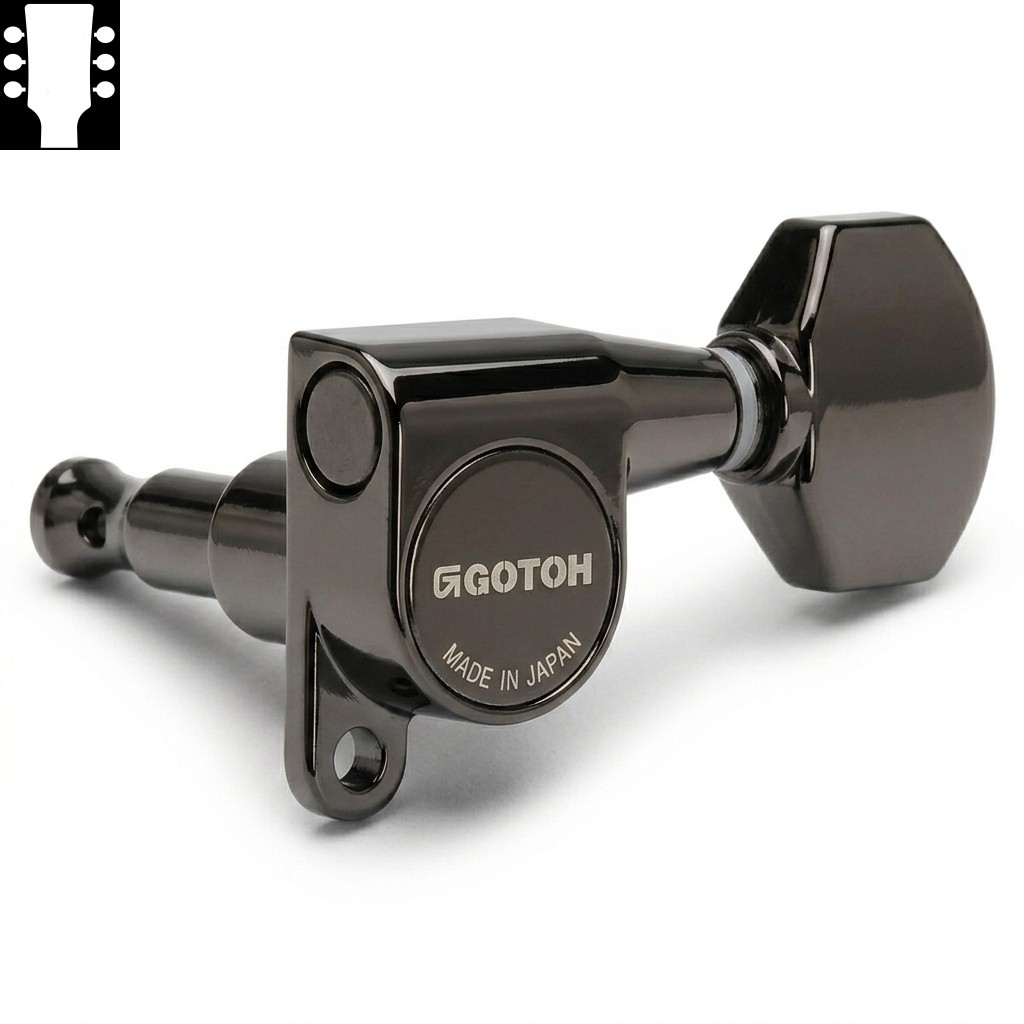 Gotoh SG360 MG Cosmo Black L3R3 ゴトー ギターペグ マグナムロック コスモブラック 3対3(ペグボタンオプション対応)|ギターパーツの店・ダブルトラブル