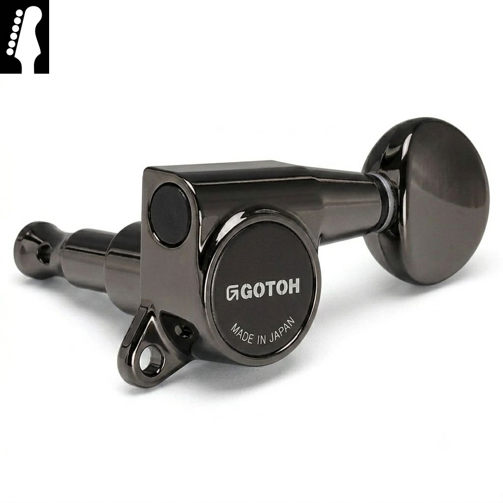 Gotoh SG381 H.A.P Cosmo Black L6 ゴトー ギターペグ ハイトアジャスタブルポスト コスモブラック 6連(ペグボタンオプション対応)|ギターパーツの店・ダブルトラブル