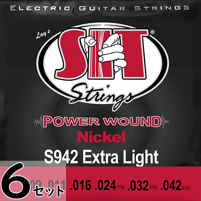 6セット SIT S942 Power Wound Extra Light 009-042 エスアイティー エレキギター弦