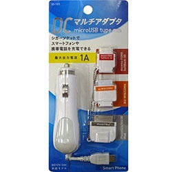オズマ スマートフォン対応[micro USB+Dock・FOMA 3G・au] DC充電器 (カール30cm~1.2m・ホワイト) ID-105W ID105W [振込不可]画像
