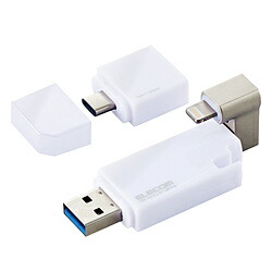 ELECOM(エレコム) iPhone iPad USB記憶装置 Apple MFI公許 Lightning USB3.2(Gen1) USB3.0相応う Type-C取り替えっこアダプター付 128GB Windows11相応う 白いこと MF-LGU3B128GWH ［128GB /USB TypeA＋Lightning /USB3.2 /旗がしら式］ MFLGU3B128GWH [振込不可] [代引不可]