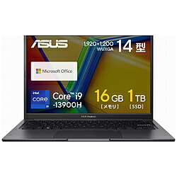 ASUS(エイスース) ノートパソコン Vivobook 14X インディーブラック K3405VA-LY113WS ［14.0型 /Windows11 Home /intel Core i9 /メモリ：16GB /SSD：1TB /Office Home and Business /日本語版キーボード /2023年5月モデル］ K3405VALY113WS [振込不可] [代引不可]｜ソフマップ店