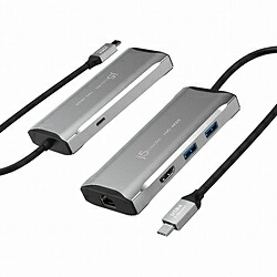J5 ［USB-C オス&rarr;メス HDMI / LAN / USB-Aｘ2 / USB-C］ USB PD対応 100W ドッキングステーション スペースグレー JCD392 ［USB Power Delivery対応］ JCD392｜ソフマップ店