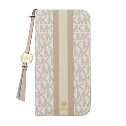 マイケルコース MICHAEL KORS - フォリオ ケース ストライプ タッセルチャーム付 Magsafe対応 iPhone 16 Pro Max（6.9インチ） ケース Vanilla MKSTTCVNLFLIP2469 MKSTTCVNLFLIP2469