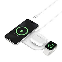 BELKIN BoostCharge Pro Qi2 3-in-1 ワイヤレス充電器 ホワイト WIZ022qcWH ［マルチ型 /Qi2 15W対応］ WIZ022qcWH